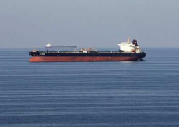 Oil tankers pass through the Strait of Hormuz