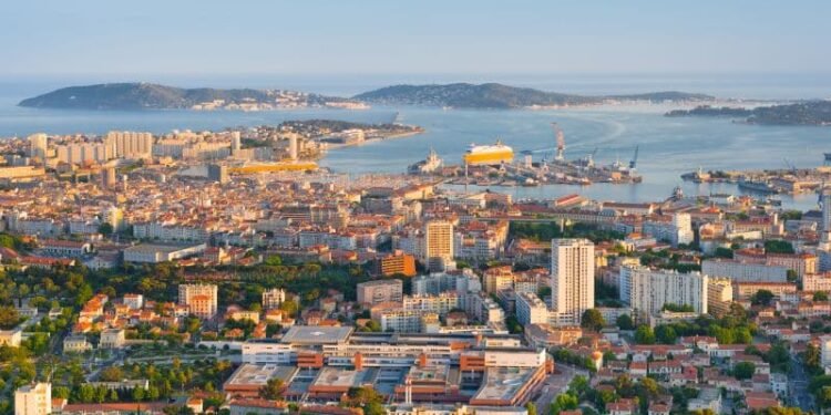 Port of Toulon at sunset
