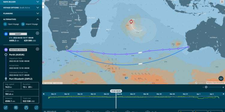 Screenshot of NAPA Voyage Optimization.