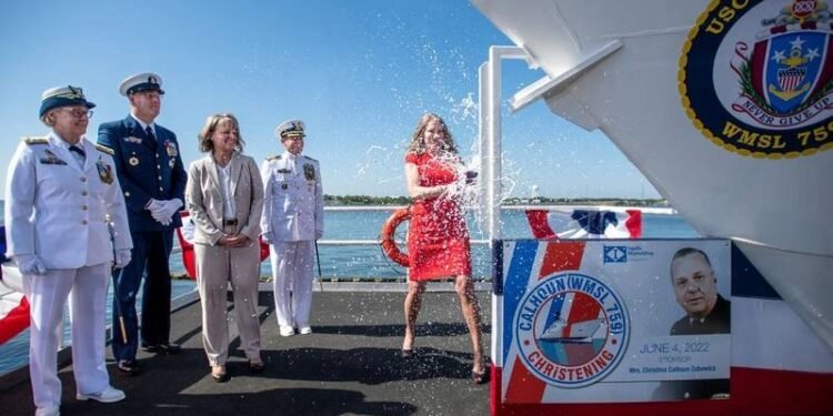 Ingalls Christens USCG National Security Cutter Calhoun