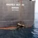 A damaged Andrea Victory ship is seen off the Port of Fujairah