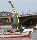 A search operation continues near the Margaret bridge on the Danube river after a boat carrying South Korean tourists capsized in Budapest