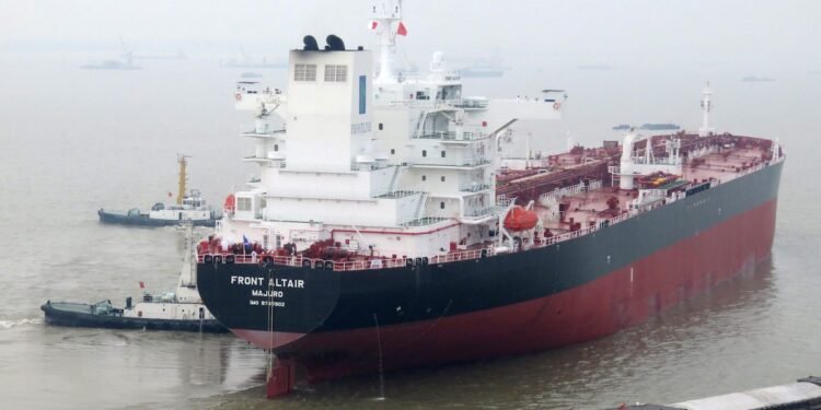 Undated handout archive photo by the Norwegian shipowner Frontline of the crude oil tanker Front Altair