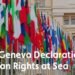 Geneva Declaration on Human Rights at Sea poster with flags of nations