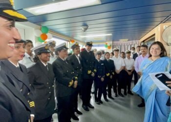 All women crew being addressed by minister