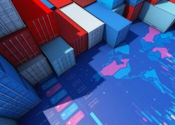 Container,Cargo,For,Import,Export,Business,With,Digital,World,Map,