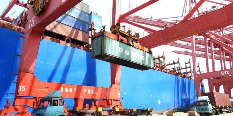 container loading onto ship