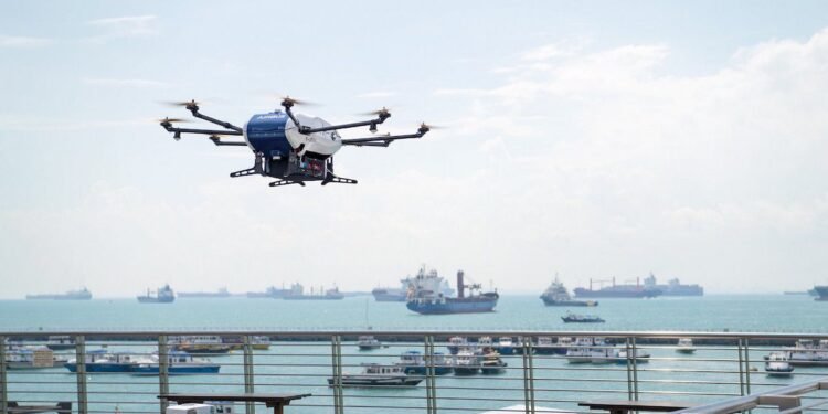 shore-to-ship drone delivery