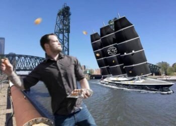 person throwing eggs on yacht