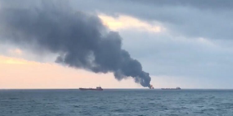 Ship fire kerch strait