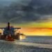 ship at sunset