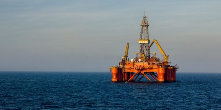 semisubmersible drilling rig at sea