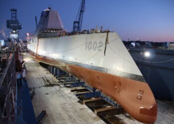 future USS Lyndon B. Johnson (DDG 1002) launched