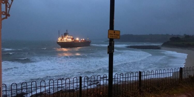 russian cargo ship aground off cornwall