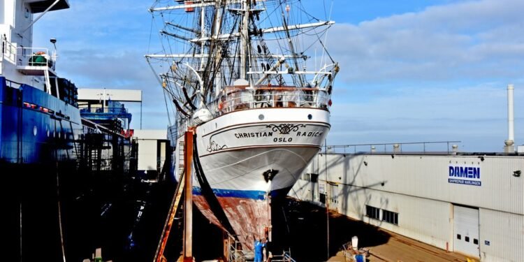 Tall Ship Christian Radich Completes Dry Dock Work at Damen Shiprepair Harlingen Tall Ship Christian Radich Completes Dry Dock Work at Damen Shiprepair Harlingen