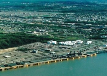 Stack Fire Sends Smoke Plume Over Port of Anchorage