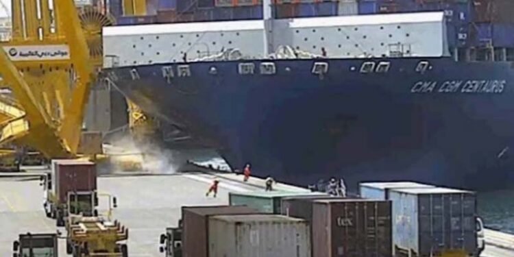 MAIB Says Lack of Communication to Blame for CMA CGM Centaurus Hitting Pier Wall in Jebel Ali
