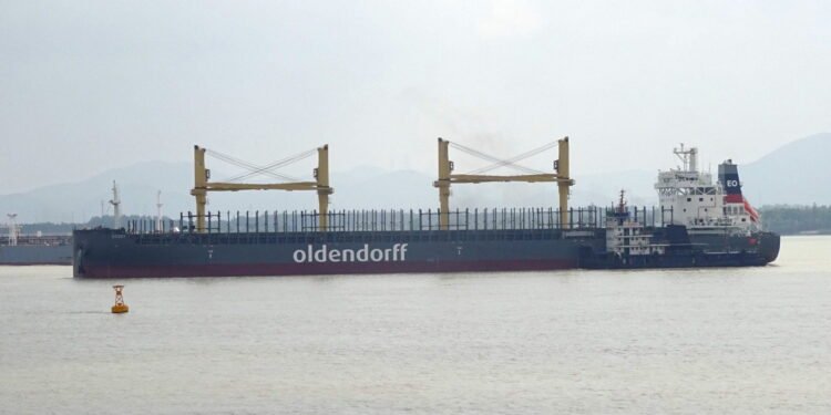 oldendorff ship hits bridge