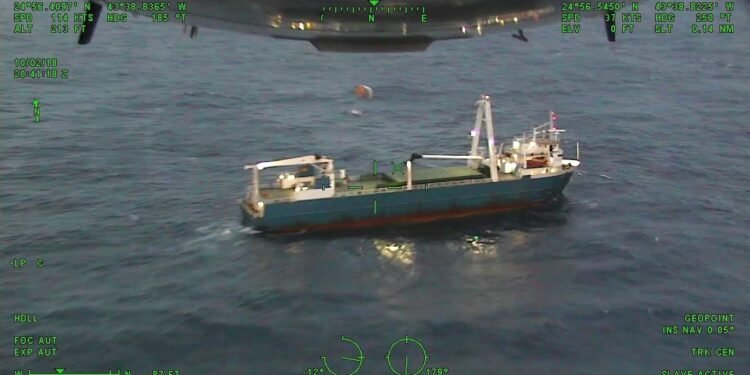 U.S. Coast Guard Rescues 10 from Disabled Cargo Ship in Atlantic Ocean