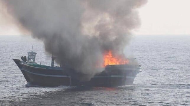 UNITED STATE Navy Rescues Crew of Burning Drug Boat in Gulf of Oman U.S. Navy Rescues Crew of Burning Drug Boat in Gulf of Oman