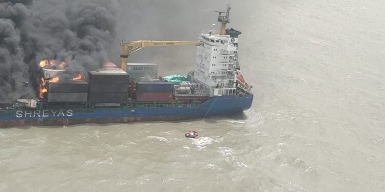 Containership Abandoned in Bay of Bengal Due to Major Fire