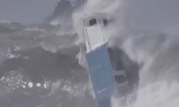 Watch This Boat Get Tossed by a Huge Wave
