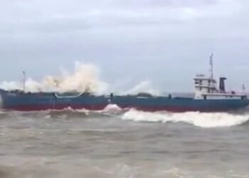 Video: Vietnamese Cargo Ship Washes Ashore in Surf 