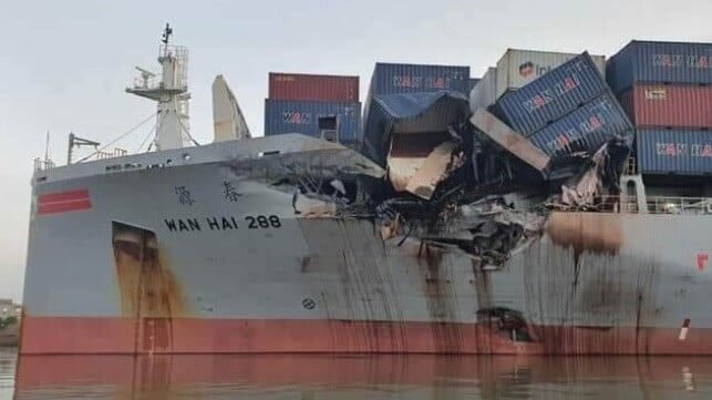 Containerships Damaged in Collision on Busy Vietnamese River