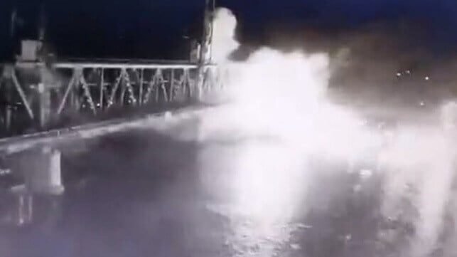 Video: Russian Suicide Drone Boat Strikes Ukrainian Bridge