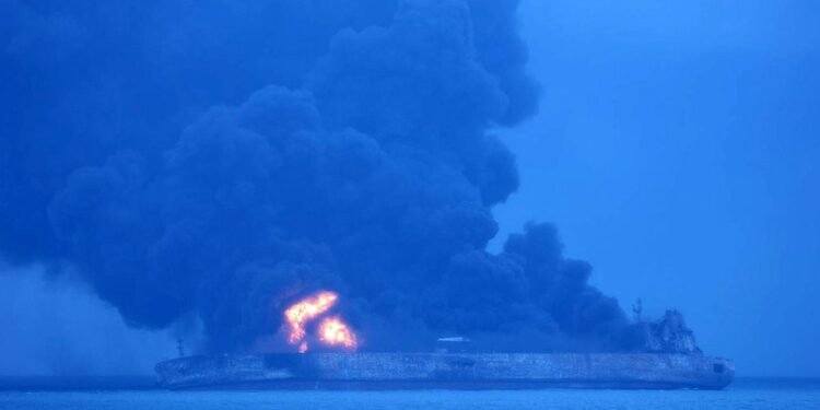 tanker collision off china
