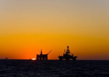 oil rigs at sea