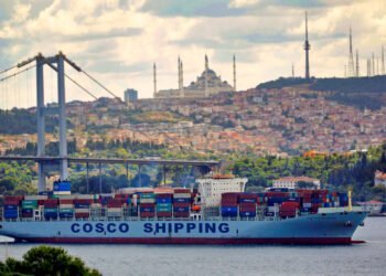 COSCO Containership in the Bosphorus Strait Turkey