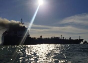 Product Tanker Burning off Portuguese Coast