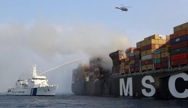 Large MSC Containership Suffers Fire Off Sri Lanka-- Incident Photos msc daniela fire