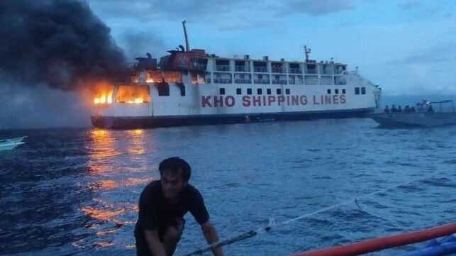 Video: Philippine Coast Guard Puts Out Fire on Ro/Pax Ferry