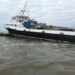 The offshore supply vessel Miss Lynda ran aground off the West Cameron Jetties in Louisiana Feb. 3, 2017. The Vessel Traffic Service in Port Arthur, Texas, overheard that the ship had run aground, and Marine Safety Unit Lake Charles, Louisiana, incident response personnel deployed along with Station Lake Charles personnel to determine the best salvage methods. None of the seven people on board the Miss Lynda were injured. U.S. Coast Guard photo.