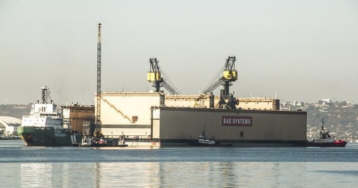 Largest Dry Dock in California Arrives at BAE in San Diego