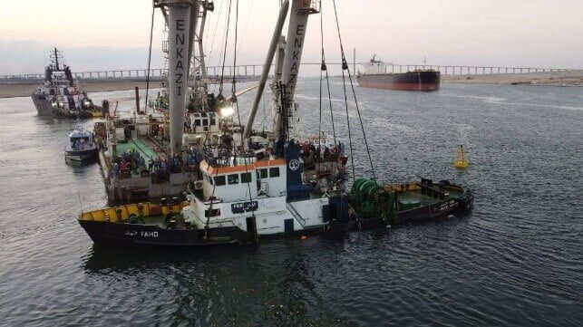 Photos: Suez Canal Recovers Tug After Collision
