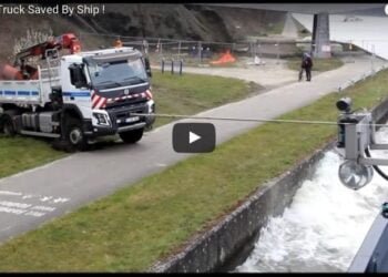 Watch: Truck Stuck in Mud Saved by Ship