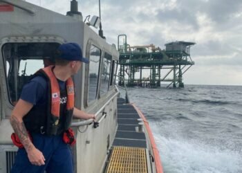 U.S. Coast Guard Saves Three Boaters Stranded on Offshore Oil Platform