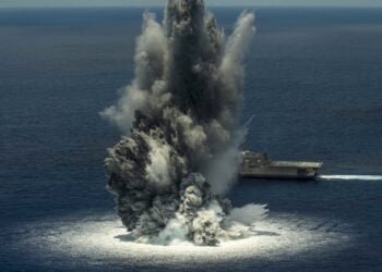 160613-N-DN943-001 ATLANTIC OCEAN (June 10, 2016) The littoral combat ship USS Jackson (LCS 6) successfully completes the first of three scheduled full-ship shock trials June 10, 2016. The shock trials are designed to demonstrate the ship