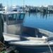 The Coast Guard is searching for this 32-foot aluminum boat, Monday, Sept. 19, 2016 near Block Island, Rhode Island. The boat and with two passengers aboard were reported as overdue after not returning from a fishing trip. U.S Coast Guard courtesy photo.