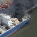 Huge Containership Burns In Port Hamburg