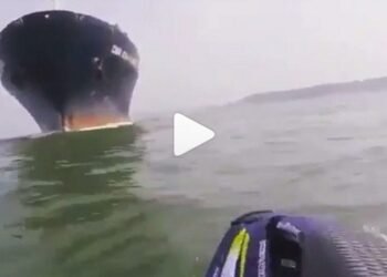 WATCH: Dumbass Jetskier Nearly Crushed by Giant Ship
