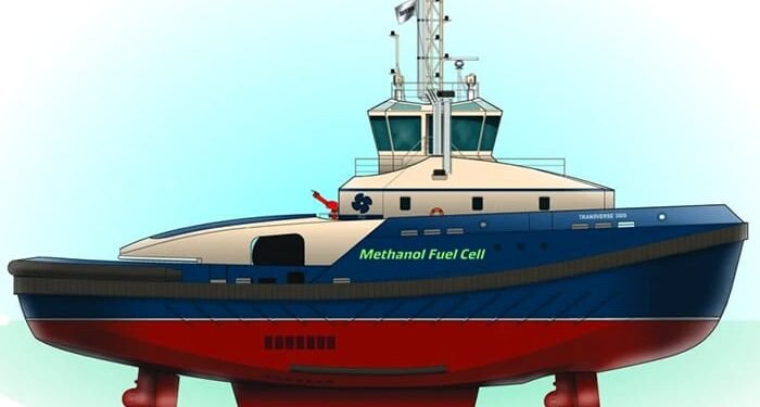 Methanol hybrid fuel cell tug will use Svitzer’s TRAnsverse tug design as the platform
