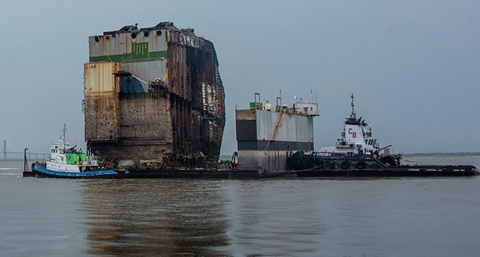 Golden Ray: Responders prepare for closing minimize Sextion six of capsized car carrier Golden Ray is towed away