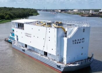 YRBM barge after launch