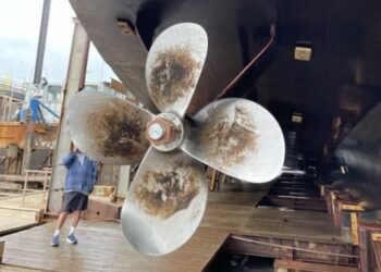 Maine State Ferry vessel rudder following groinding