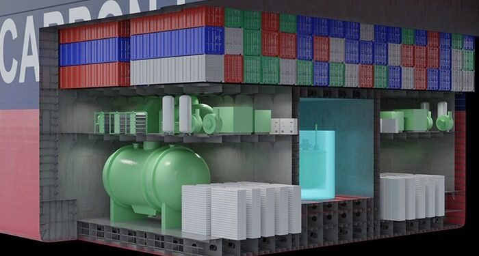 Commercial ship nuclear propulsion applied in a containership