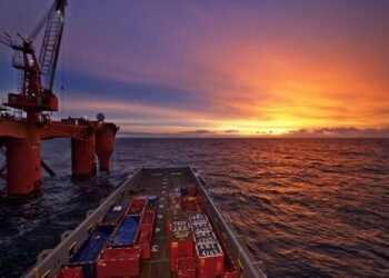 platform supply vessel north sea sunrise sunset